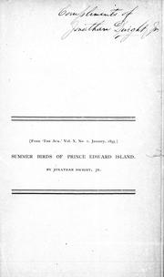 Cover of: Summer birds of Prince Edward Island by Dwight, Jonathan, Dwight, Jonathan