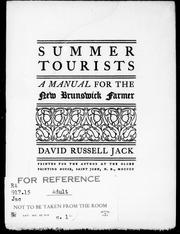 Cover of: Summer tourists: a manual for the New Brunswick farmer