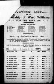 Voters' list of the township of West Williams for the year 1898 by West Williams (Ont.)
