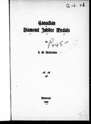 Cover of: Canadian Diamond Jubilee medals by R. W. McLachlan