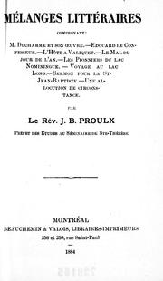 Cover of: Mélanges littéraires by J.-B Proulx