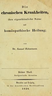 Cover of: Die chronischen Krankheiten by Samuel Hahnemann