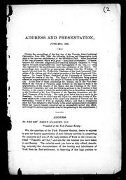 Cover of: Address and presentation, June 30th, 1884