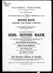 Cover of: Two nights -Monday and Tuesday, September 27 and 28, Minnie Hauk concert and opera company, the most complete and finest musical organization on the road