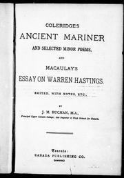 Cover of: Coleridge's Ancient mariner and selected minor poems.  And, Macaulay' s essay on Warren Hastings