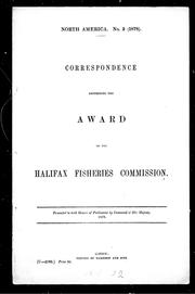 Cover of: Correspondence respecting the award of the Halifax Fisheries Commission by Great Britain. Colonial Office.