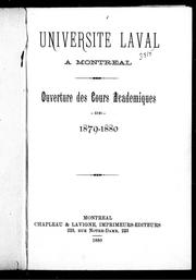 Cover of: Université Laval à Montréal: ouverture des cours acadé miques de 1879-1880