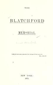 Cover of: The Blatchford memorial.