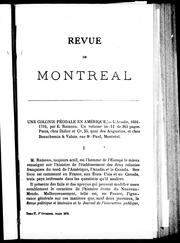 Cover of: Une colonie féodale en Amérique: l'Acadie, 1604-1710, par E. Rameau