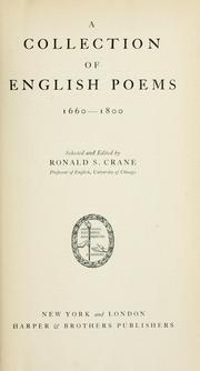 Cover of: A collection of English poems, 1660-1800 by Ronald S. Crane