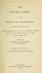 Cover of: The Civil code of the state of California. by California.