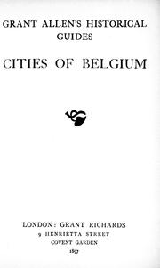 Cover of: Cities of Belgium by Grant Allen