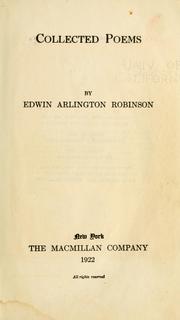 Cover of: Collected poems. by Edwin Arlington Robinson, Edwin Arlington Robinson