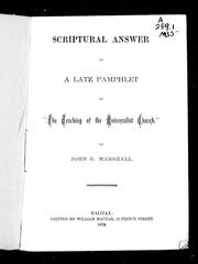 Cover of: Scriptural answer to a late pamphlet on "The teaching of the Universalist Church"