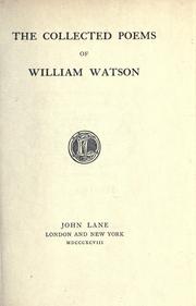 Cover of: The collected poems of William Watson