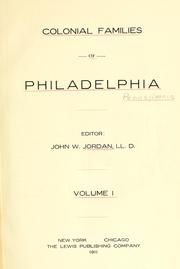 Cover of: Colonial families of Philadelphia.