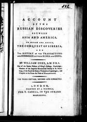 Cover of: An account of the Russian discoveries between Asia and America by by William Coxe ...