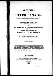 Sketches of Upper Canada, domestic, local, and characteristic by John Howison