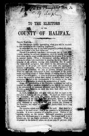 Cover of: To the electors of the county of Halifax by James Thomson