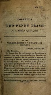Cover of: Cobbett's two-penny trash, or, Politics for the poor ...