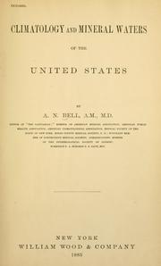 Cover of: Climatology and mineral waters of the United States, by A. N. Bell. by A. N. Bell