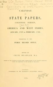 Cover of: Colonial Records.  Calendar of State Papers, Colonial