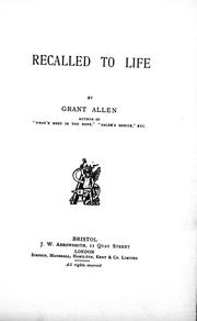 Cover of: Recalled to life by Grant Allen