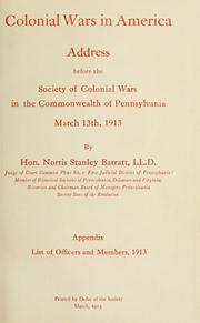 Cover of: Colonial wars in America by Norris S. Barratt