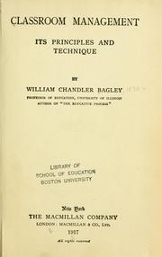 Cover of: Classroom management: its principles and technique