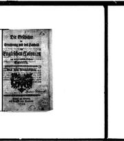 Cover of: Die Geschichte der Errichtung und des Handels der Englischen Colonien im mitternächtlichen Amerika by Georges-Marie Butel-Dumont