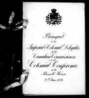 Cover of Banquet to the imperial and colonial delegates by the Canadian commissioners to the Colonial Conference by colonial conference (1894 ottawa, ont.)