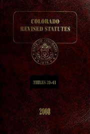 Cover of: Colorado revised statutes, 2008