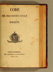 Cover of: Code de procedure civile d'Haïti.
