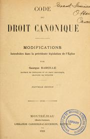 Cover of: Code du droit canonique: modifications              introduites dans la précédente législation de ''Église