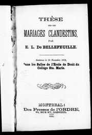 Cover of: Thèse sur les mariages clandestins