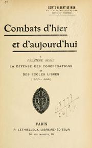 Cover of: Combats d'hier et d'aujourd'hui. by Mun, Albert comte de