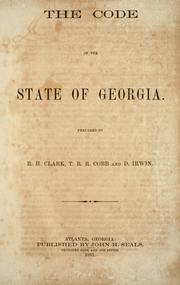 Cover of: The code of the state of Georgia.