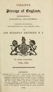 Cover of: Collins's peerage of England; genealogical, biographical, and historical. by Collins, Arthur