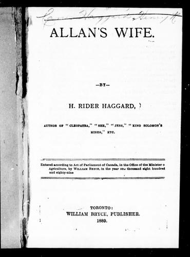 Allan's wife by H. Rider Haggard