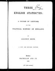 Cover of: Three English statesmen: a course of lectures on the political history of England