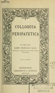 Cover of: Colloquia peripatetica | Duncan, John