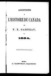 Cover of: Additions à l'Histoire du Canada de F.X. Garneau: 1864