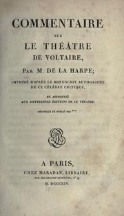 Cover of: Commentaire sur le théâtre de Voltaire