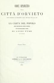 Cover of: Codice diplomatico della città d'Orvieto by Luigi Fumi