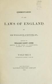 Cover of: Commentaries on the laws of England. by Sir William Blackstone