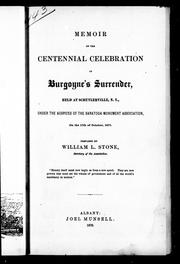 Cover of: Memoir of the centennial celebration of Burgoyne's surrender by prepared by William L. Stone