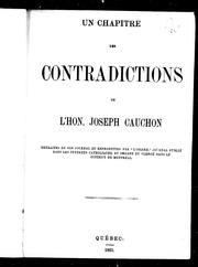 Cover of: Un Chapitre des contradictions de l'Hon. Joseph Cauchon by Joseph Cauchon
