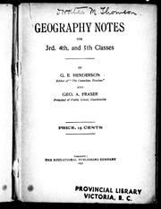Cover of: Geography notes for 3rd, 4th, and 5th classes