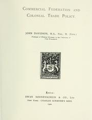 Cover of: Commercial federation and colonial trade policy. by John Davidson