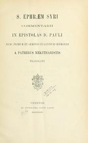 Cover of: Commentarii in epistolas D. Pauli: nunc primum ex Armenio in Latinum sermonem